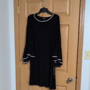 MSK Black Dress with Silver Trim Accents